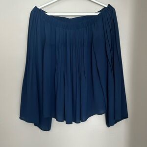 Women’s Navy Blue Flutter Blouse - Aqua - Small